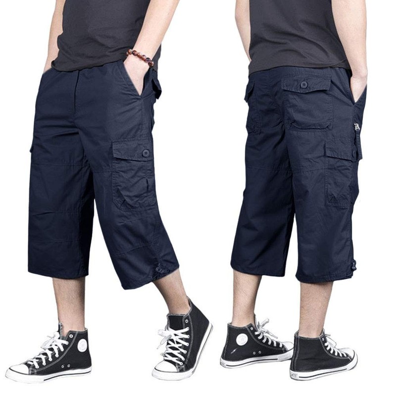 Men's Capri Shorts Long Cargo Shorts Below Knee Shorts 3/4 Cotton Casual Shorts gallery