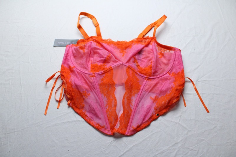 Savage X Fenty Women’s Plus Lacestruck Bustier CD4 Rose Day/Pink/Sol Orange 4X