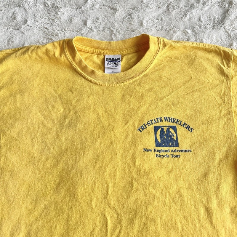 Vintage Biking Shirt Tee Mens Medium Gold New England Bike Vermont New Hampshire gallery