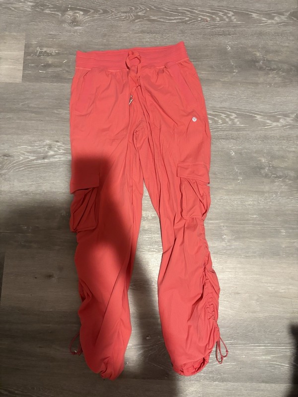 lululemon cargo dance studio pants in color lip gloss