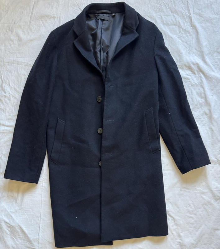 Uniqlo Men’s Black Wool Twill Slim Fit Lined 2-Button Blazer, Size S