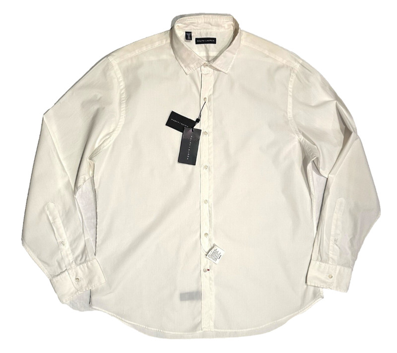 $595 NEW XL 17 /17.5 RALPH LAUREN BLACK LABEL SHIRT GRUNGE WHITE DRESS RARE gallery