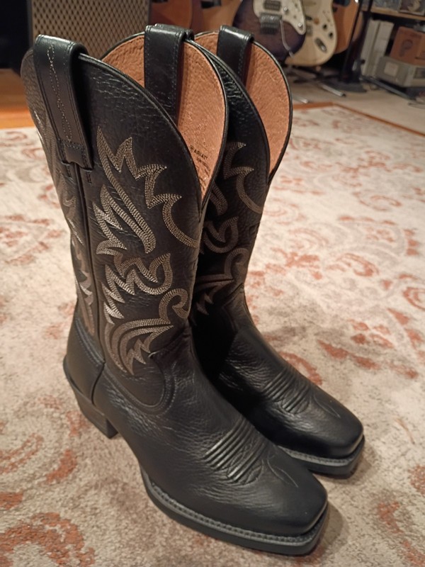 ARIAT LEGEND BLACK DEERTAN LEATHER SQUARE TOE COWBOY BOOTS #35705 MEN’S 7D