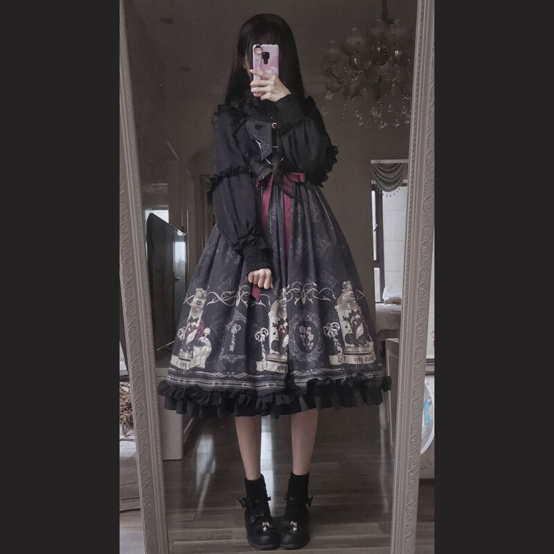 Women Gothic Lolita Dress Cosplay Costume Kawaii Ruffle Slip Retro Party Fit gallery