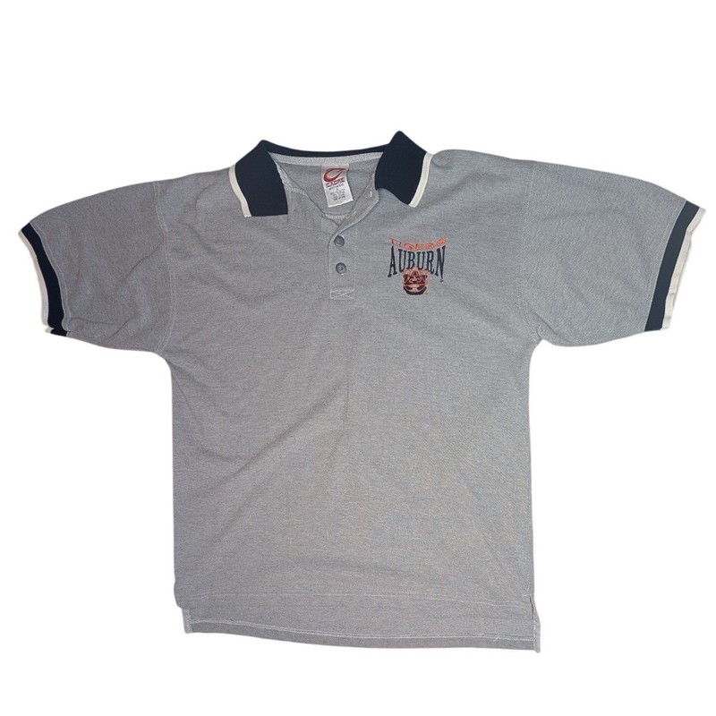 Vintage Cadre Athletic Polo Shirt Mens M Gray Auburn Tigers NCAA Short Sleeve