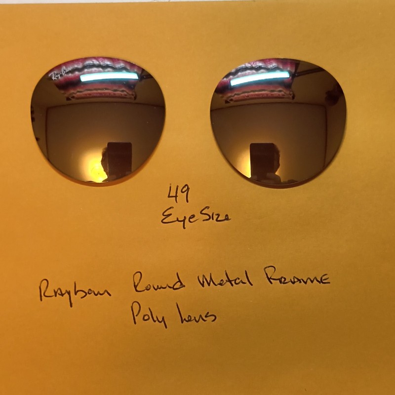 Ray-Ban Round Metal 49mm Polycarbonate Mirrored Replacement Lenses Gold