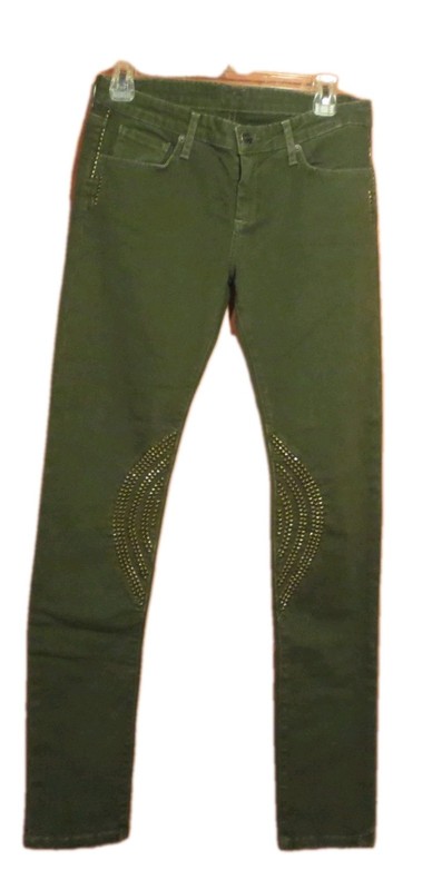 Unknown Factory Denim Studded Jeans 28 Biker Custom Slim Skinny Low Rise Army
