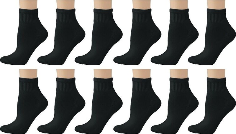 12 Pairs Men Women Athletic Ankle Socks Soft Cotton Half Cushion Size 9-11,10-13