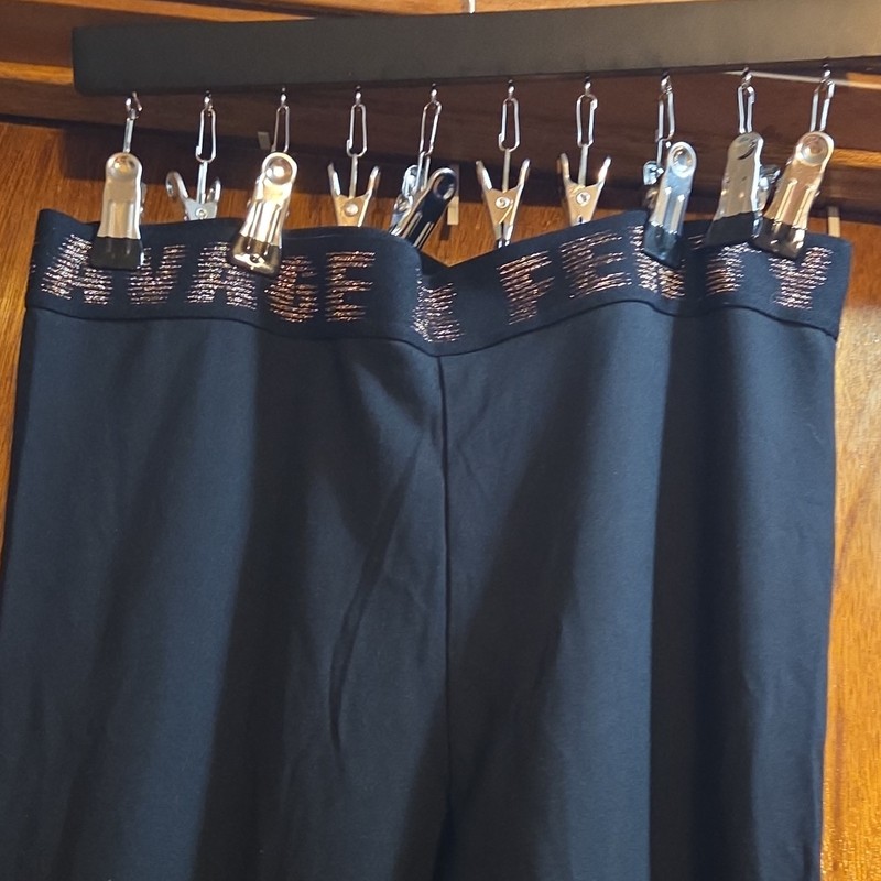 Savage X Fenty Black Logo Waist High Rise Ankle Leggings 2X Yoga gallery