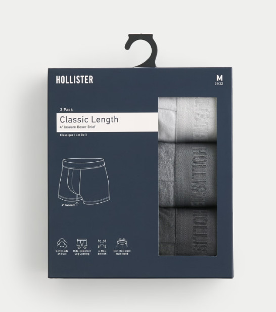 Hollister with Abercrombie & Fitch Classic Length Boxer Brief Size M 3-Pack#J3-3 gallery