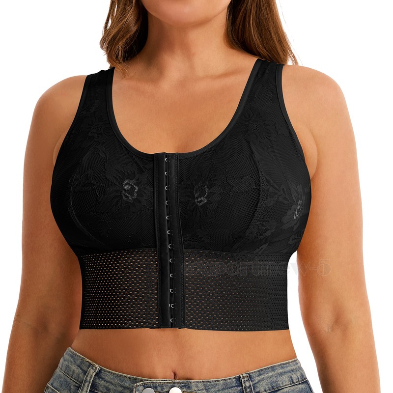 Fully Slimming Wireless Back & Posture Support Longline Bra with Front Closure