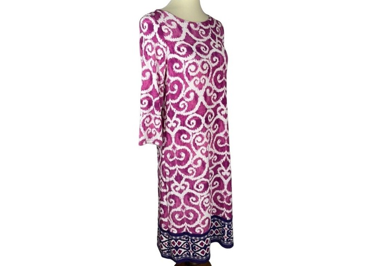 Chico’s Travelers Size 1P Medium Petite 3/4 sleeve sheath dress Scroll Print gallery