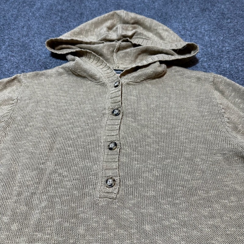 Columbia Hoodie Womens Medium Khaki Ramie Pullover Sweatshirt Henley XCO gallery