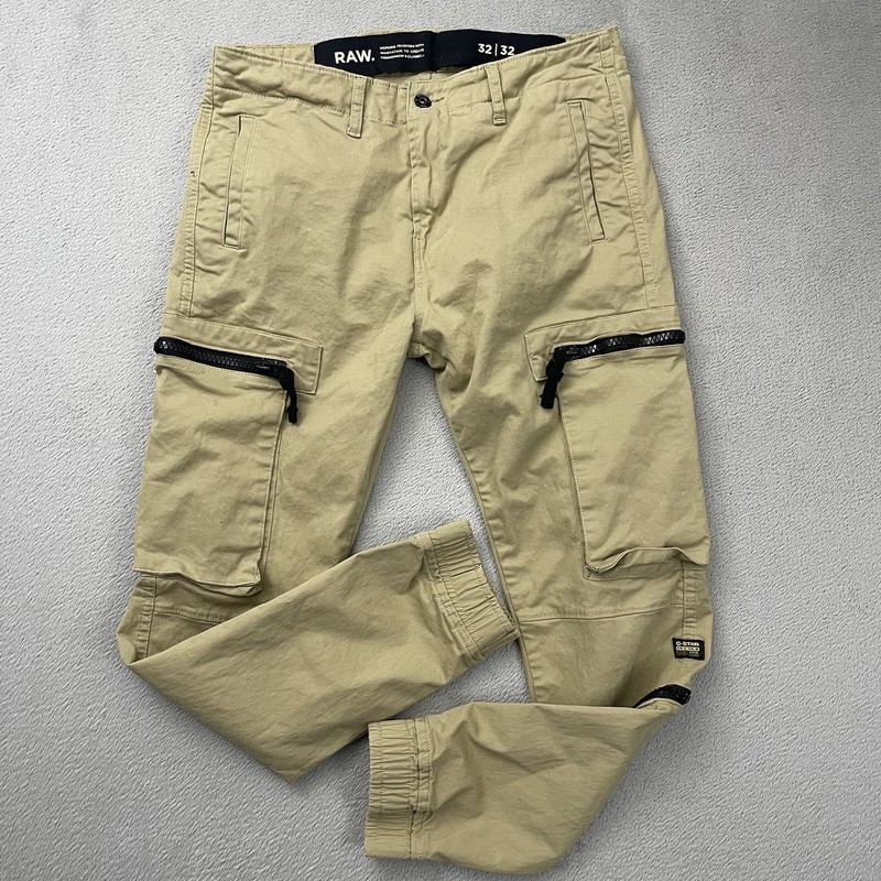 G Star Raw Cargo Pants Mens 32x30 Tan Utility Pockets Outdoor Hiking Workwear