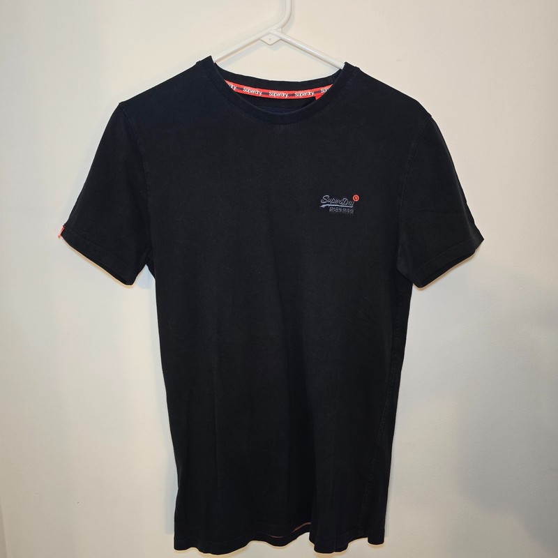 Superdry The Orange Label Tee Co T-Shirt Mens Small Black Embroidered Logo