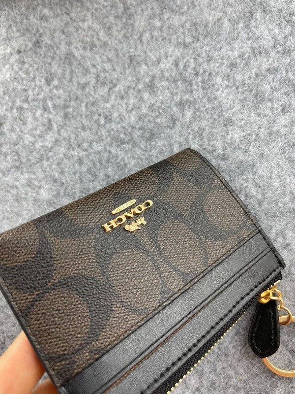 COACH Signature 88208 Mini Skinny Id Case Crossgrain Leather Brown/Black W/Box gallery