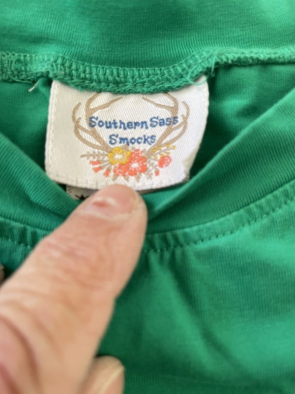 Southern Sass Smocks EUC Green Embroidered Duck 100% Cotton Knit Romper-18Mos gallery