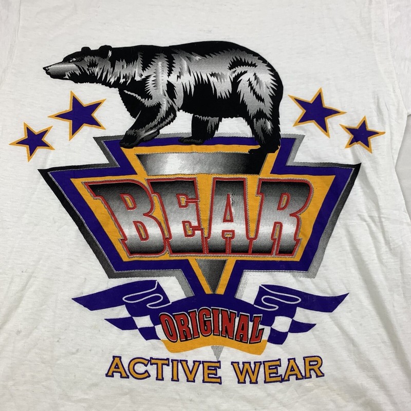 Vintage Bear Active Wear Shirt Adult Medium White Animal American 90s Sports USA gallery
