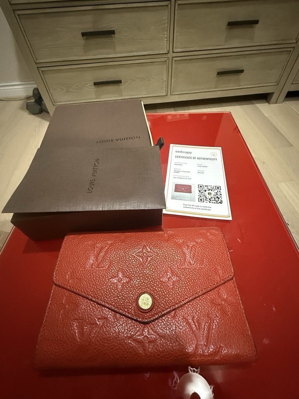 Louis Vuitton Monogram Empreinte Emilie Wallet Red Leather Authentic