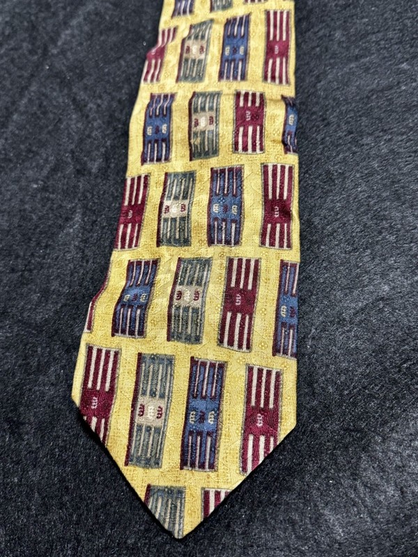XMI Silk Tie 60x3.75 EXCELLENT Gold HANDMADE IN USA gallery