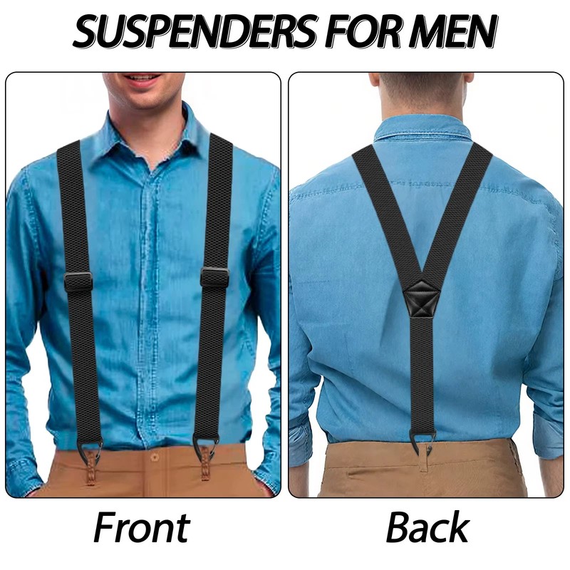 Suspenders for Men Heavy Duty, X Shape Back Hidden Suspender 3 Snap Loop Clips gallery