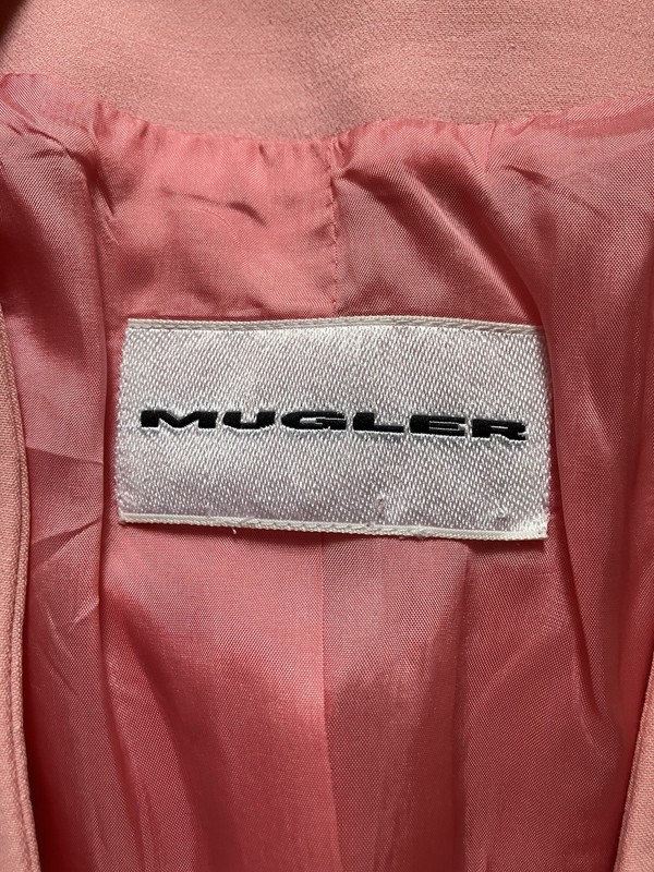 Thierry Mugler Vintage 2000s Pink Belted Jacket Size S Sculpted Tailored Blazer gallery