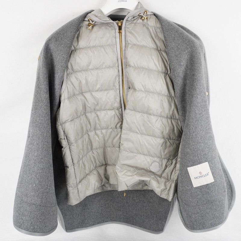 Moncler Reposse 3-In-1 Wool Blend Short Down Jacket In Gray Women's Brand Size 0 gallery