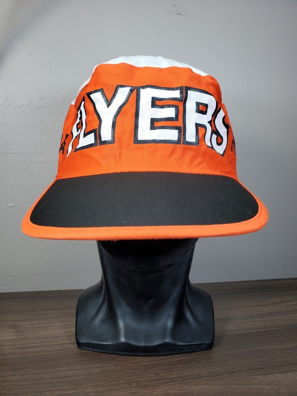 Vintage Philadelphia Flyers Painters Cap Hat Stretch Fit Orange & Black NHL gallery