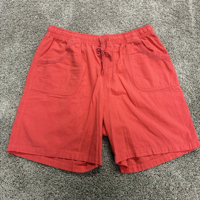 Vintage Laura Scott 100% Cotton Shorts-Large Coral Pink- Elastic Waist Comfort