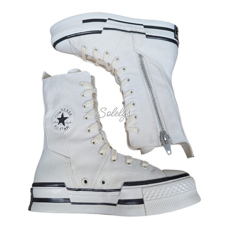 Converse Chuck 70 Plus XHI Platform Extra Calf High White Zip Sneaker Bundle 6.5 gallery