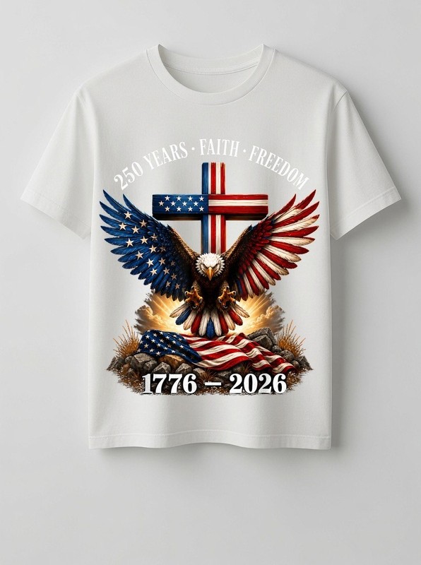 250th Anniversary USA Shirt Faith Freedom Patriotic Eagle 4th of July TeeT-Shirt gallery