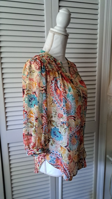 Figueroa & Flower Size PS Yellow Multi Color Floral Paisley Print Top gallery