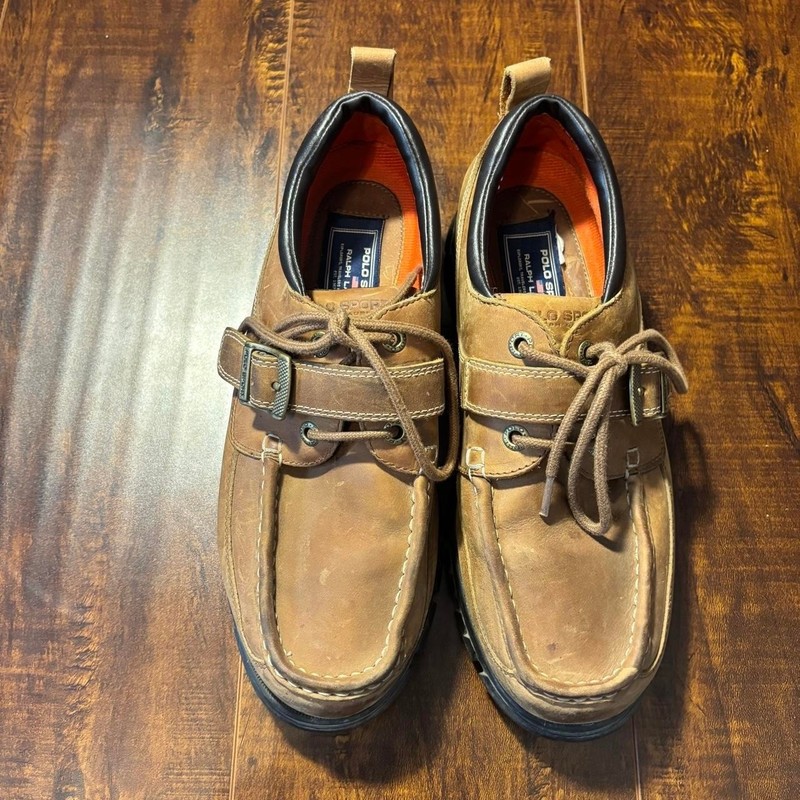 Vintage Polo Ralph Lauren Leather Boat Shoes Brown Moccasin Loafers Size 11D gallery