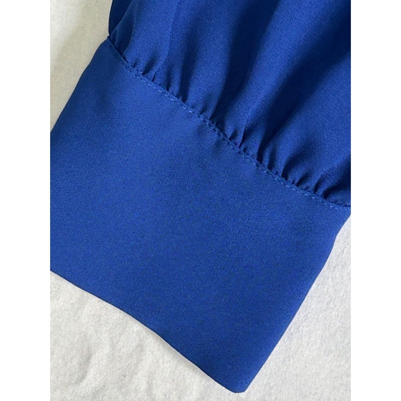 J.Crew Womens Royal Blue Long Sleeve Keyhole Back Blouse Top XS gallery