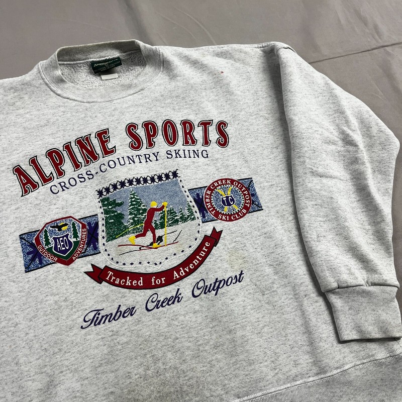 Vintage 90’s American Eagle Alpine Sports Cross Country Skiing Gray Crewneck L