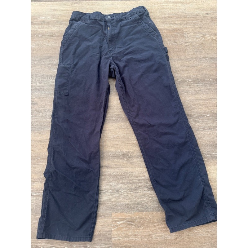 Carhartt B151-NVY Men Navy Blue Canvas Work Dungaree Pants 34×32