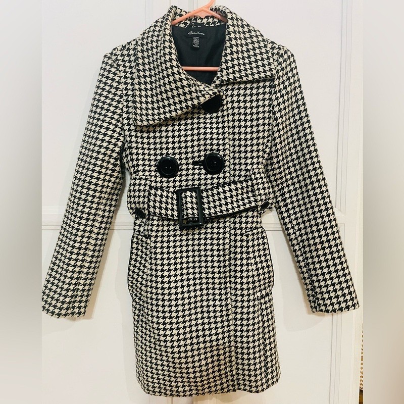 Seductions Wool Blend Houndstooth Coat XSExcellent Condition!