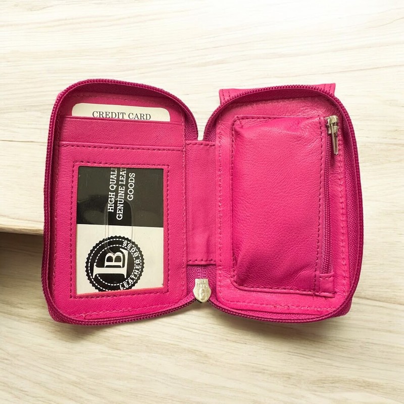 Leatherboss Cigarette Case Lighter holder Attached All Around Zipper Wallet Pink gallery