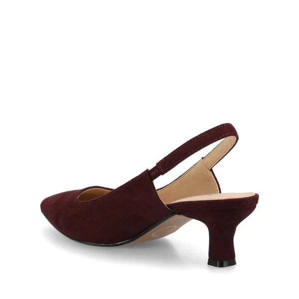 Journee Paulina Women Oxblood Vegan Suede Slingback Pumps Size 8M New