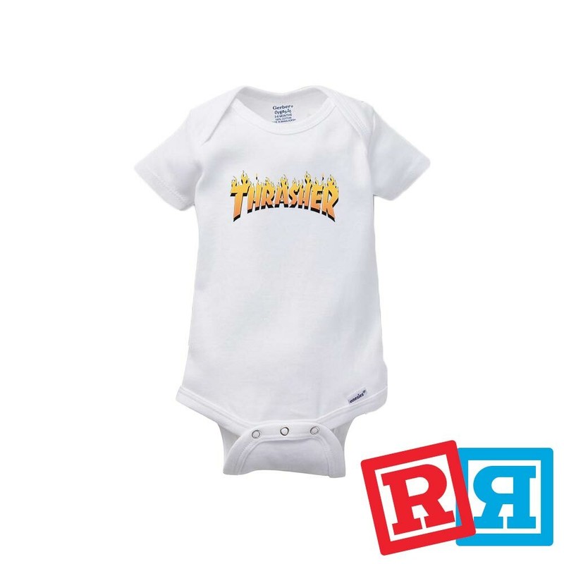 Thrasher Gerber Baby Onesie® Cotton Unisex White Short Sleeve Bodysuit