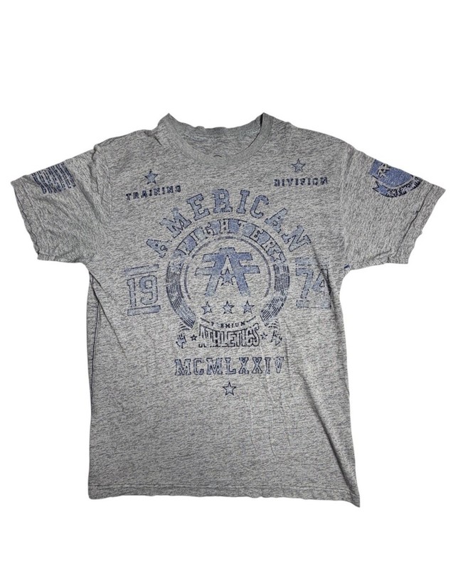 American Fighter Shirt Mens Large Gray Heather Graphic 2 Sided Crew Neck MMA