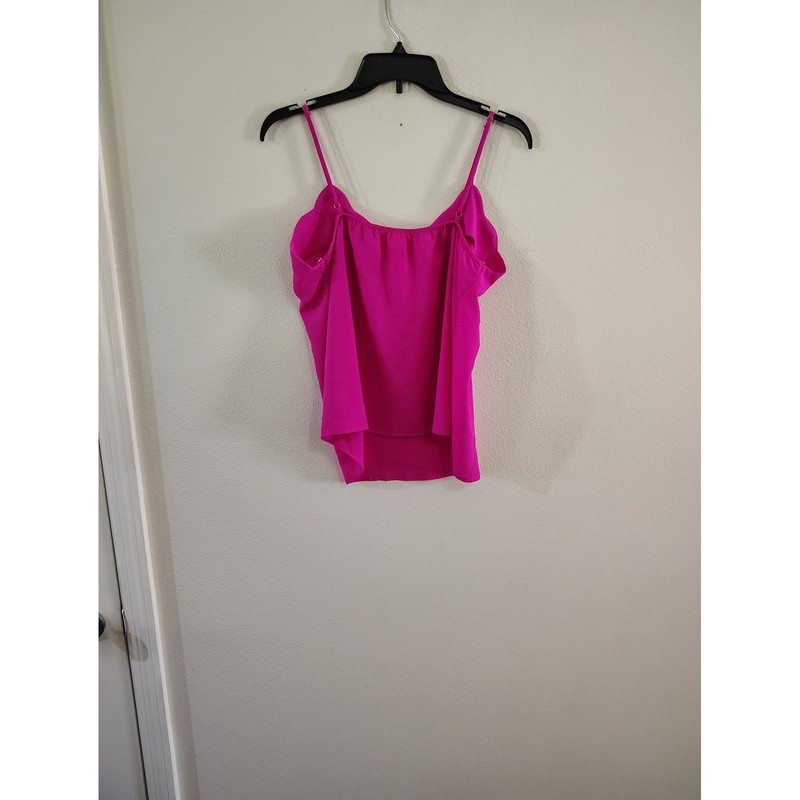 Monteau Los Angeles Hot Pink V-Neck Spaghetti Strap Camisole Blouse Large gallery