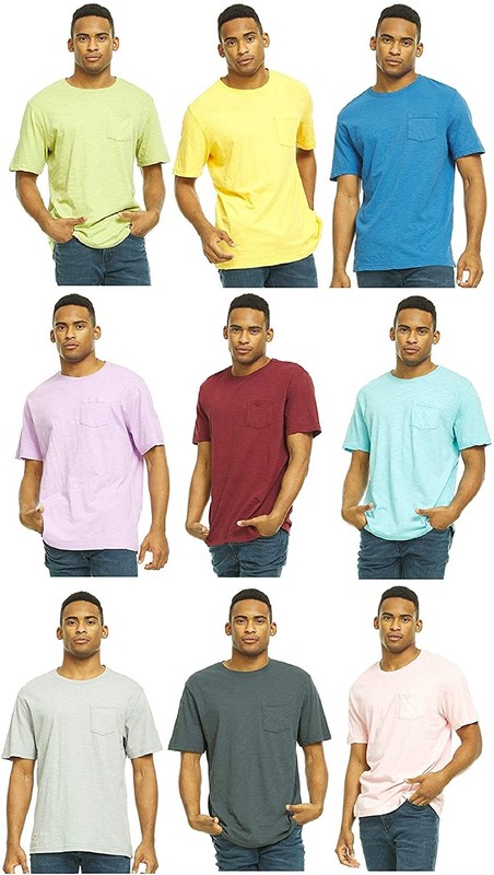 9 Pack of Mens Short Sleeve Crew Neck Cotton T-Shirts,Bulk Back of Tees for Men