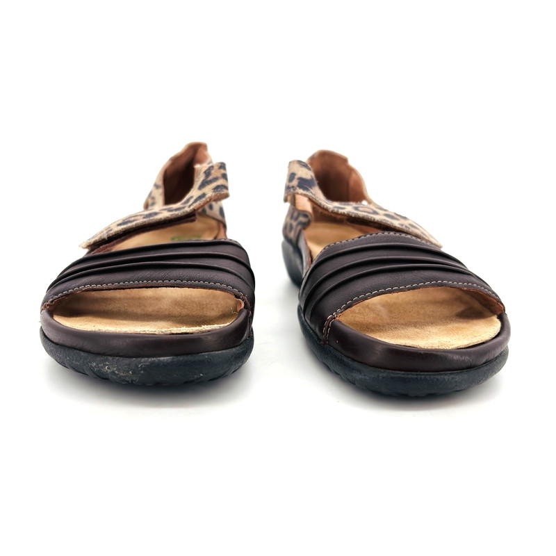 Womens 5-5.5 36 Naot Papaki Brown Leather Leopard Print Flat Comfort Sandals gallery