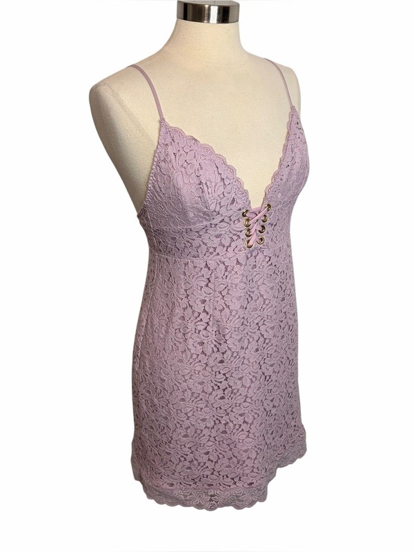 VINTAGE VICTORIA’S SECRET Lavender Lace Mini Bodycon Dress, Medium gallery