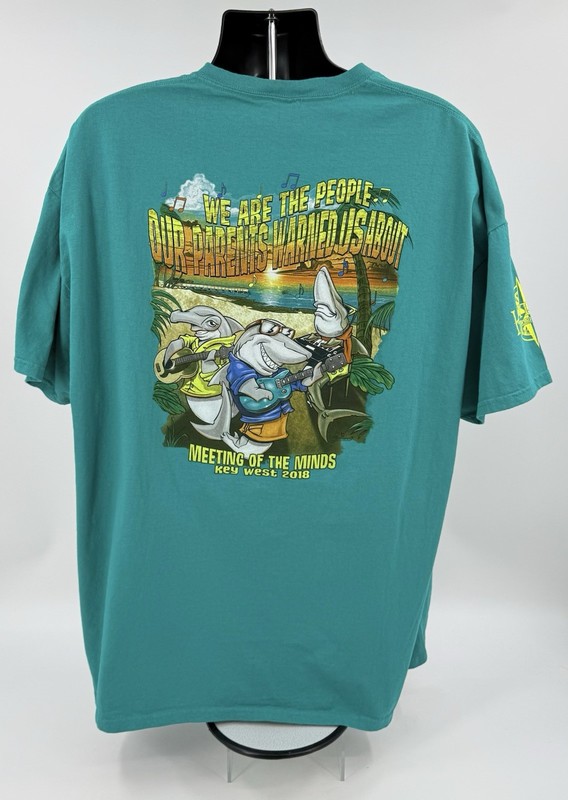 Key West “Parrot Heads in Paradise” Jimmy Buffett Tee Shirt Teal Men’s 3XL NWOT