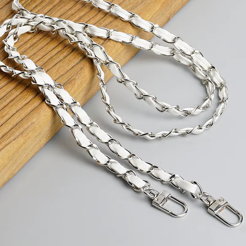 Metal Chain Strap for Handbag Purse Replacement Gold Silver Leather Woven Belt