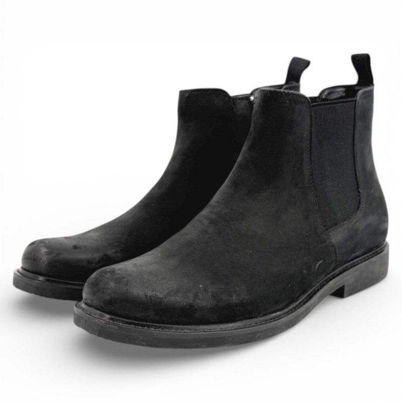 Blondo Men’s Grant Waterproof Chelsea Side Zip Nubuck Leather Suede Black 8.5