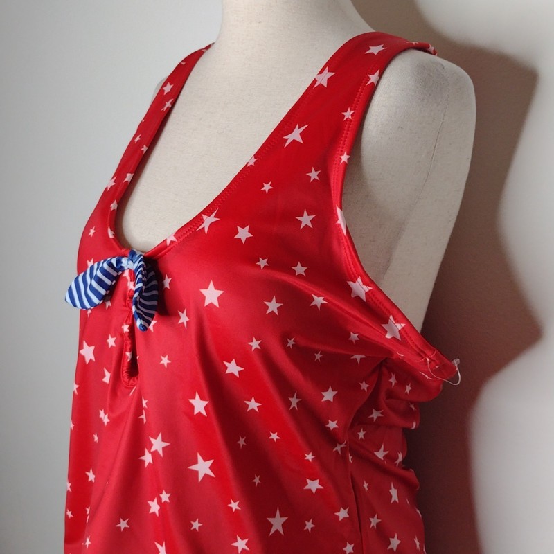 NWOT Outdoor Oasis Women's Red Stars One-Piece Swimsuit Size XL gallery