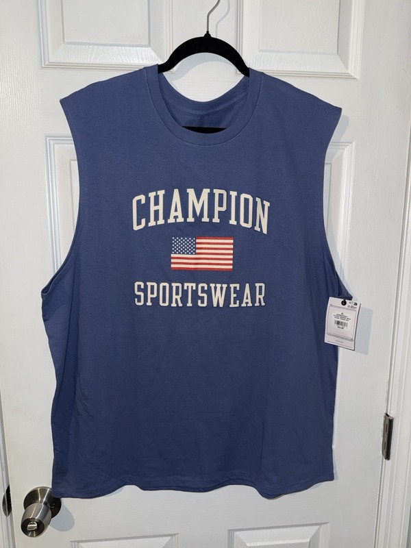 Champion Men’s Classic Graphic Muscle Tank Blue America Size XL NWT